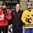 GRAND FORKS, NORTH DAKOTA - APRIL 18: Switzerland's Nico Hischier #13 and Sweden's Tim Wahlgren #22 were named Players of the Game for their respective teams following Sweden's 8-1 preliminary round win at the 2016 IIHF Ice Hockey U18 World Championship. (Photo by Minas Panagiotakis/HHOF-IIHF Images)

